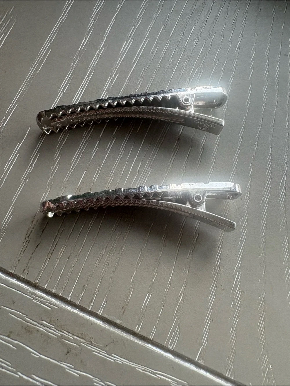 FASHION Silver Logo with rhinestones Rectangular Hair Clips - Set of 2